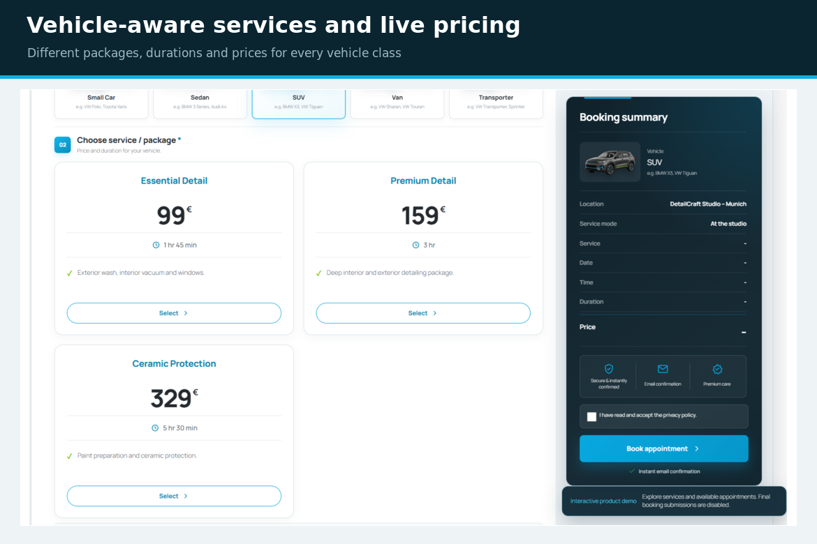 Vehicle-based pricing in CarDet Booking